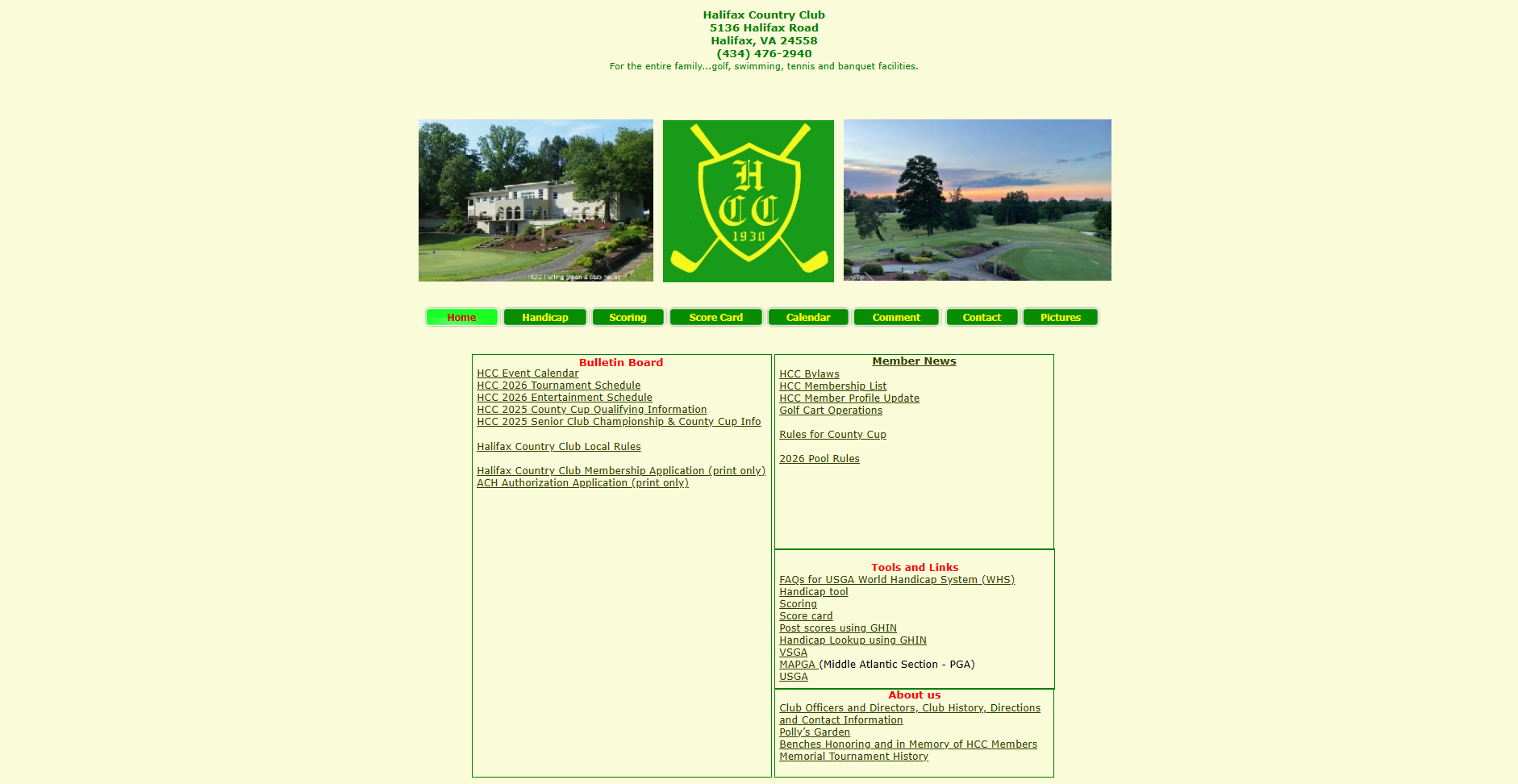Halifax Country Club — original website